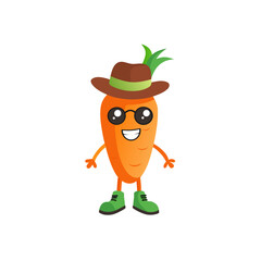 cartoon carrots vegetable mascot character in funn