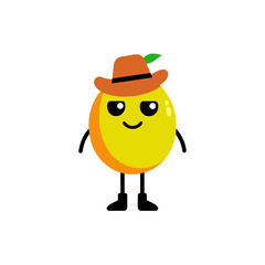 cartoon chinese quince fruit mascot character in f