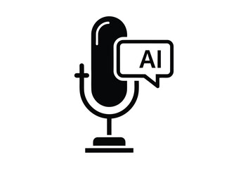 Vector illustration of ai microphone icon in minimalist style