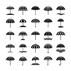 Obraz premium Umbrella Icons Collection – High-Quality Weather and Protection Clipart for Design & Branding