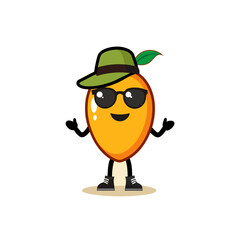 cartoon early gold mango fruit mascot character in