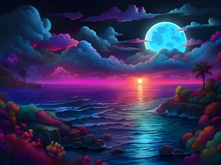 the sea and sunset