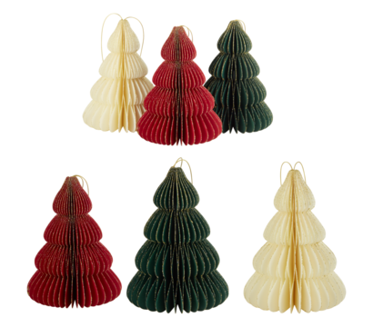 Christmas tree paper balls with gold string for hanging  cut out isolated transparent background