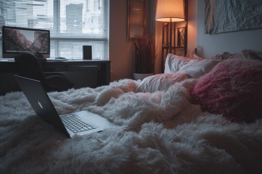 Cozy bedroom workspace