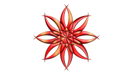 Striking Red Flower Digital Art – Hyperrealistic 3D Botanical Illustration with Glossy Petals