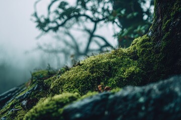 Close-up mossy forest floor