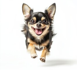 Energetic Chihuahua Leaping on White Background
