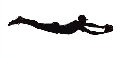 Baseball Player Silhouette Catching Ball