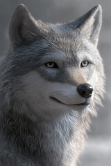 Photorealistic Wolf Head 3D Rendering