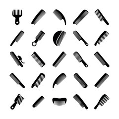Obraz premium Comb Icon Vector Illustration – Hair Styling Tool Symbol Set for Salon and Beauty Design