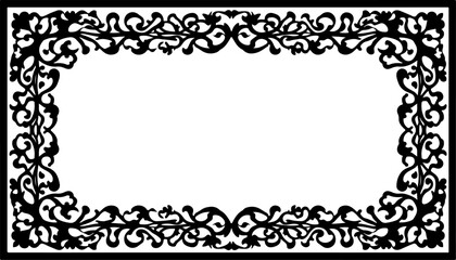 decorative frame with floral ornament, frame, vintage, border, ornament, design, decoration, floral, vector, pattern, art, illustration, ornate, antique, flower, black, old, decor, retro, style, card,