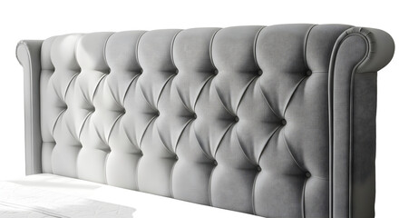 Obraz premium Luxurious upholstered headboard with tufted design in a modern bedroom setting