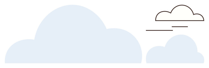 Soft blue and outlined cloud shapes with clean design. Ideal for weather forecast, cloud computing, networking, data storage, environmental topics, simplicity, serene representation. A simple flat