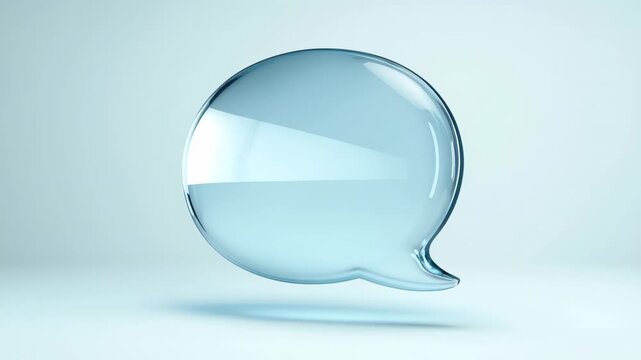 Glass speech bubble icon on light background symbol of talk message chat dialog communication idea