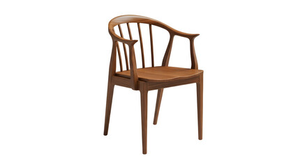 Fototapeta premium Elegant wooden chair with armrests on a black studio background view