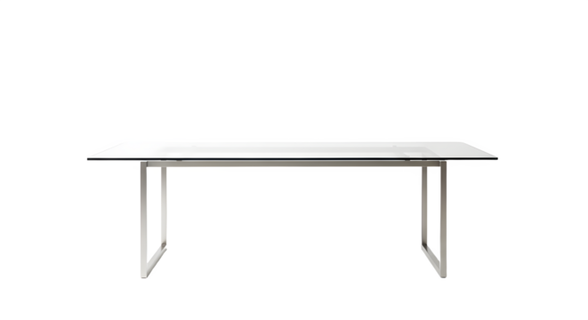 Modern glass top dining table with metal legs