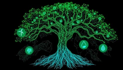 Green Technology: A Low Poly Wireframe Illustration of Environmental Sustainability