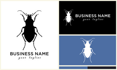 Beetle Insect Logo Silhouette on white.