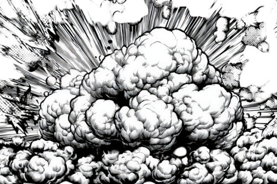Abstract Cloud Formation Explosion Effect against Black Background - Powered by Adobe