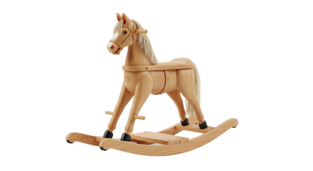 Classic wooden rocking horse toy for children's room decor and nostalgic playtime