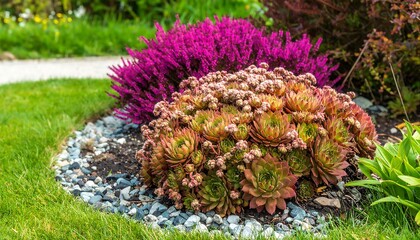 Garden plants on pebbles