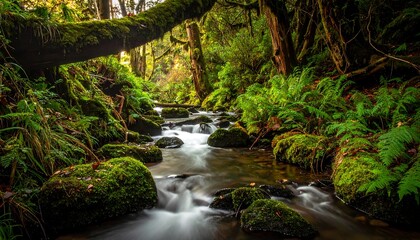 Obraz premium Lush forest stream