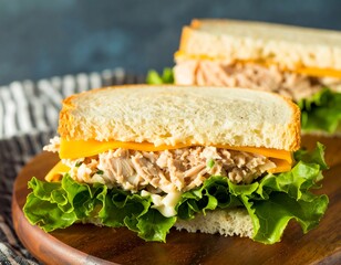 Two tuna salad sandwiches on bread