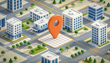 city map with pointer