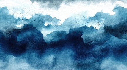 Abstract blue watercolor landscape