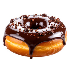 Chocolate Glazed Donut with Chips and Sprinkles Isolated on White