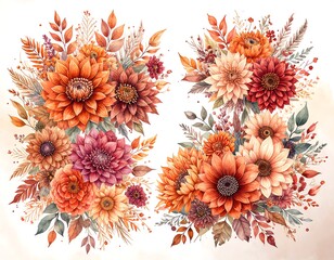 Two vibrant bouquets of fall flowers