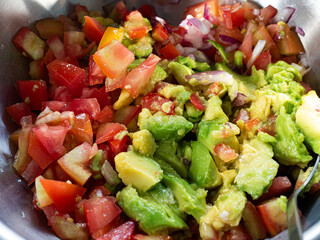 chopped tomato, avocado and shallot