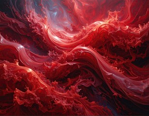 Abstract, flowing red, liquid motion