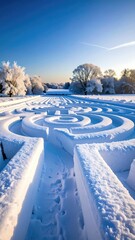 Snowy maze landscape on a winter day