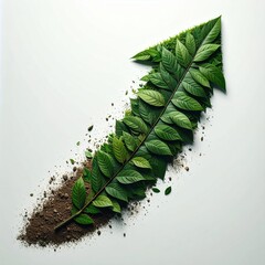 Arrow formed from leaves and soil