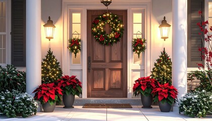 Festive house porch with decorations