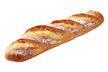Crusty baguette isolated on transparent background, a classic french bread for any meal