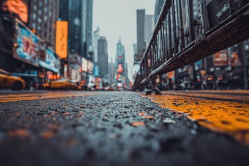 Urban street scene, low-angle view