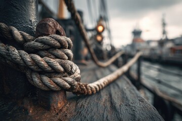 Close-up nautical rope detail