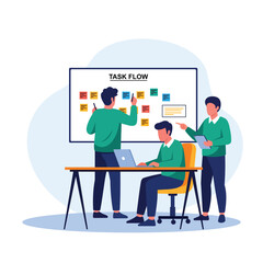 Business Team Workflow Planning flat style illustration