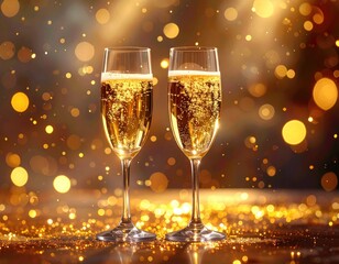Sparkling champagne in crystal glasses