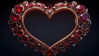 Heart shaped, jeweled frame on black