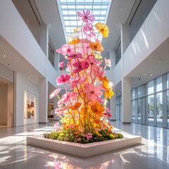 Floral sculpture in bright gallery
