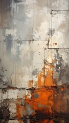 Grungy, abstract panel with orange stain
