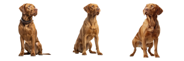 Set of Hungarian Vizsla Isolated on Transparent Background. PNG.