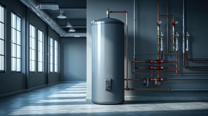 Installing a large traditional hot water tank in a bas standard for optimal efficiency and clean design