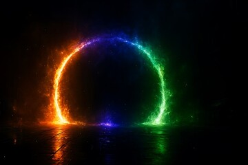 abstract background with colorful lights. Aurora Hues: Dark Background Abstraction