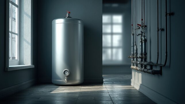 Installing a traditional hot water tank in a standard basement residential space home improvement project modern design perspective