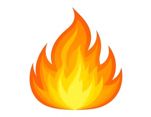 Illustration of a Cartoonish Fire Flame with Orange, Yellow and Red Colors