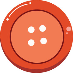 Modern Flat Orange Red Button Four Holes Round Sewing Craft Icon Vector Isolated